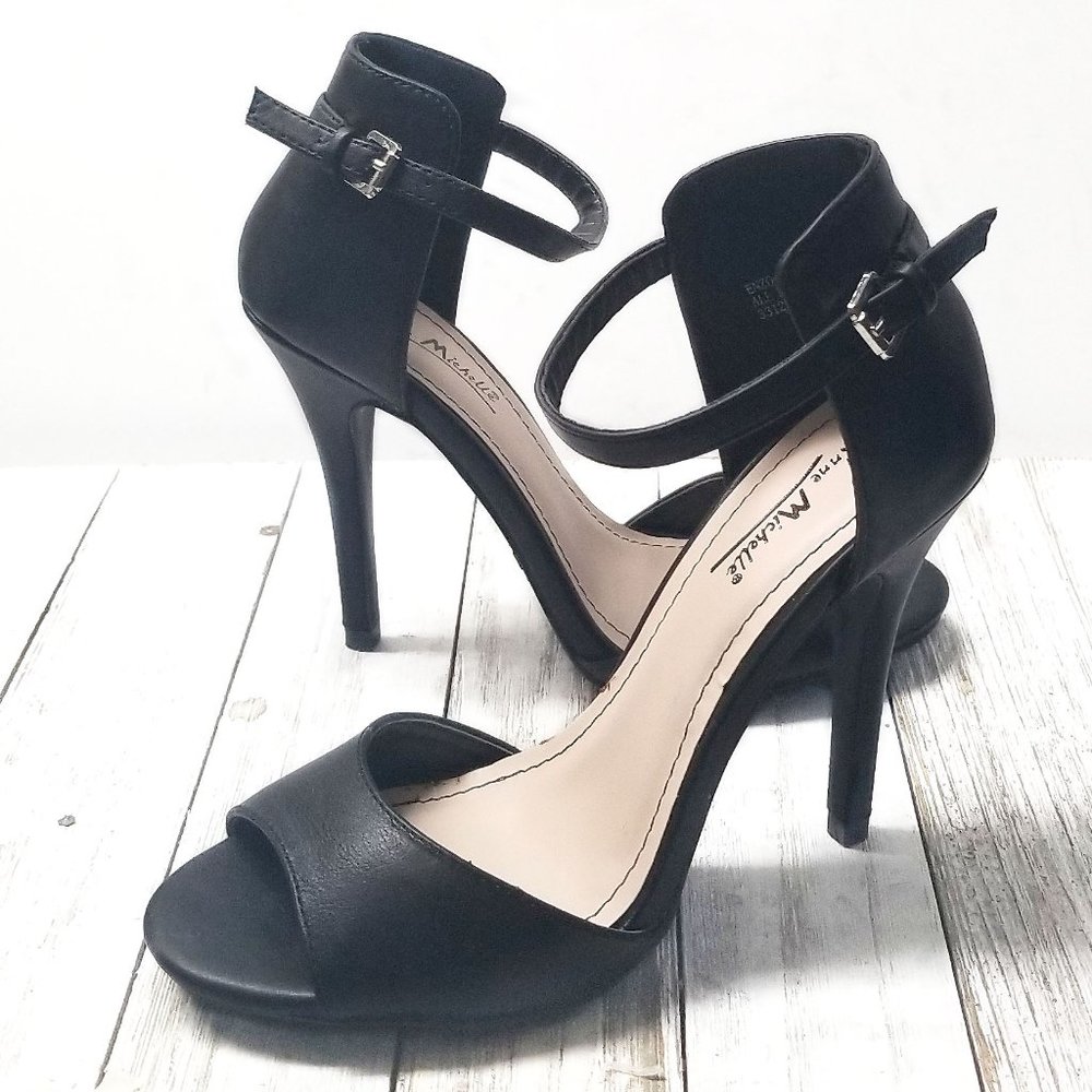 New Women Black Single Band Ankle Strap Stiletto Heels Sandals